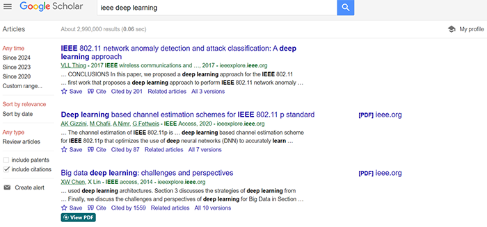 Screenshot of the Google Scholar search results page after activating GetFTR.