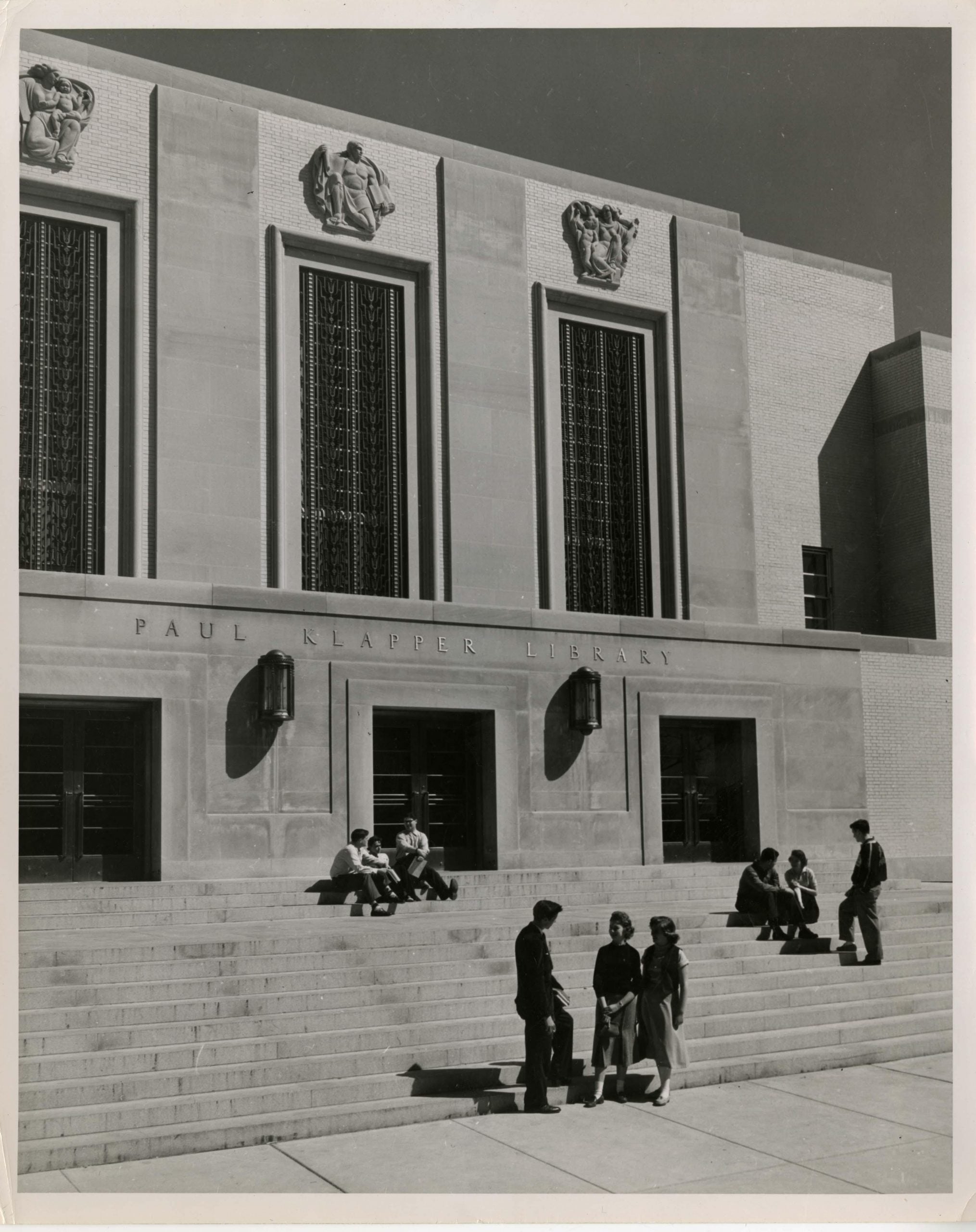 Photograph of the exterior of Paul Klapper Library