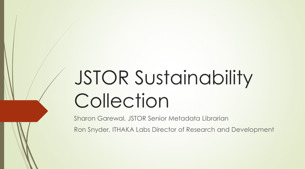 The JSTOR Thesaurus as Part of the Intelligence Layer: the Sustainability Collection Prototype