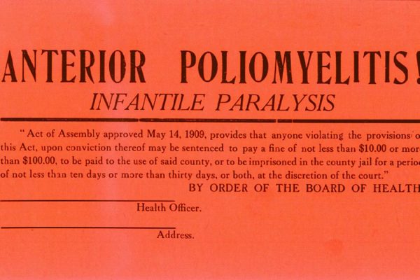 A Polio Quarantine Card outlining the Act of Assembly Act from 1909