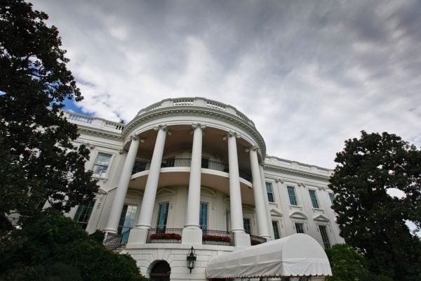 Low angle view of government buidling