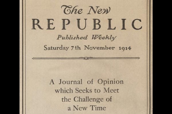 Title page of 1914's journal, The New Republic