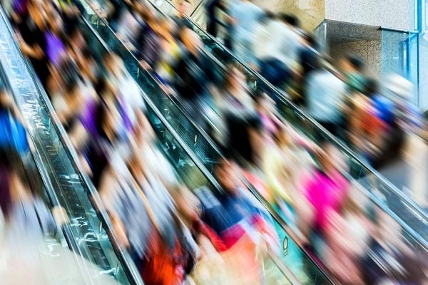 Crowed escalator