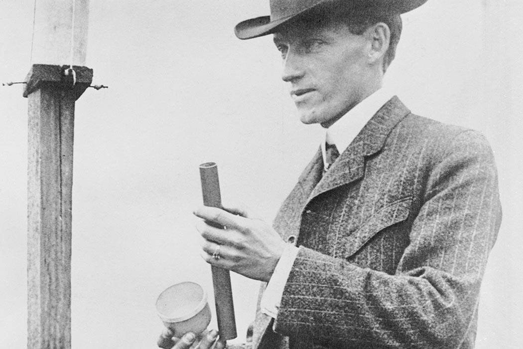 Charles Hatfield, the rainmaker, checking some equipment. (Copyright Bettmann/Corbis / AP Images)