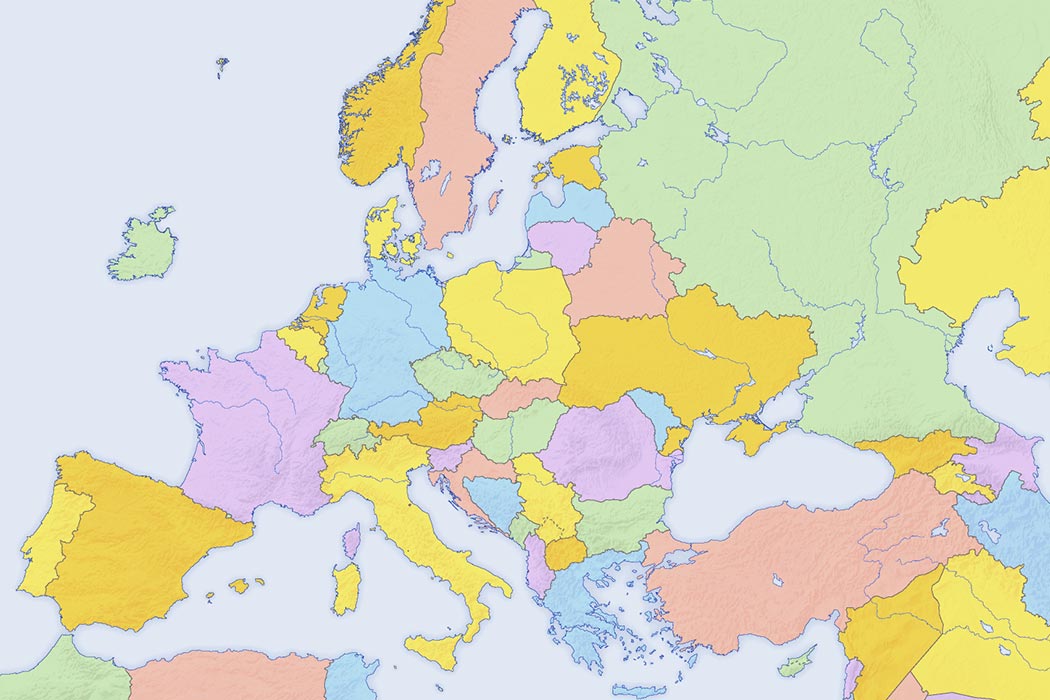 Illustrated map of European countries