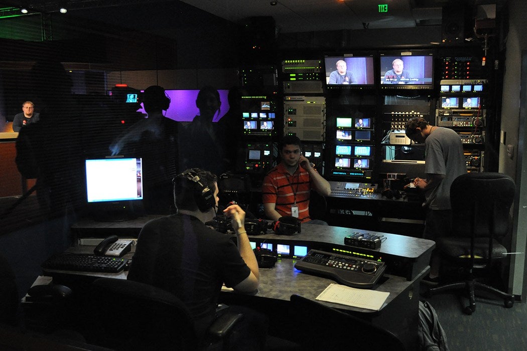 The inside of a newsroom