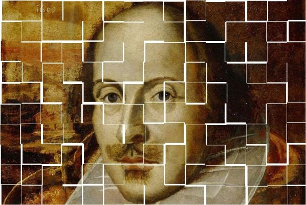 Portrait of The Bard cut up symmetrically