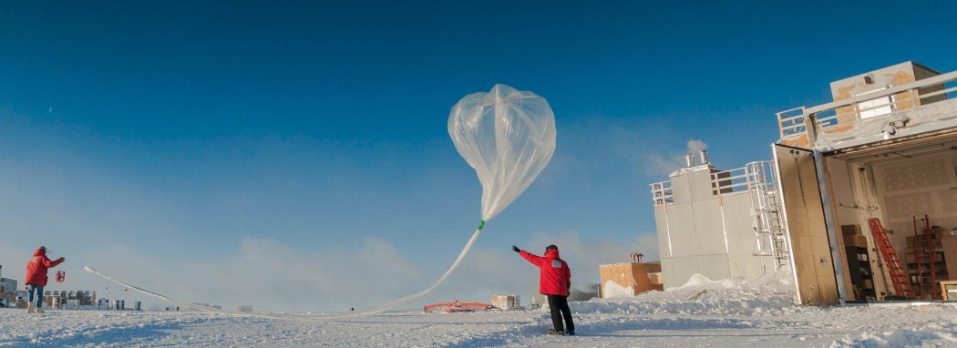 Researchers release a weather balloon