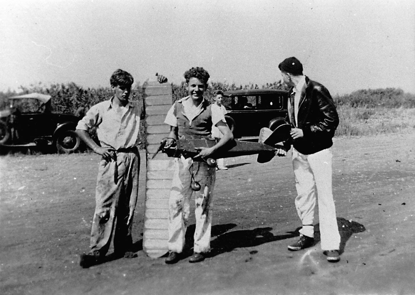 boys with model plane