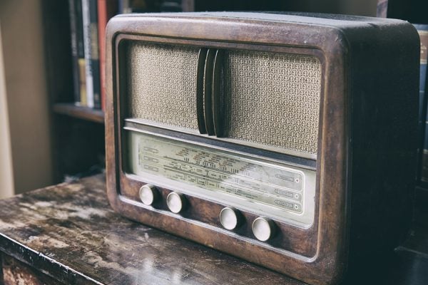 Wooden retro radio