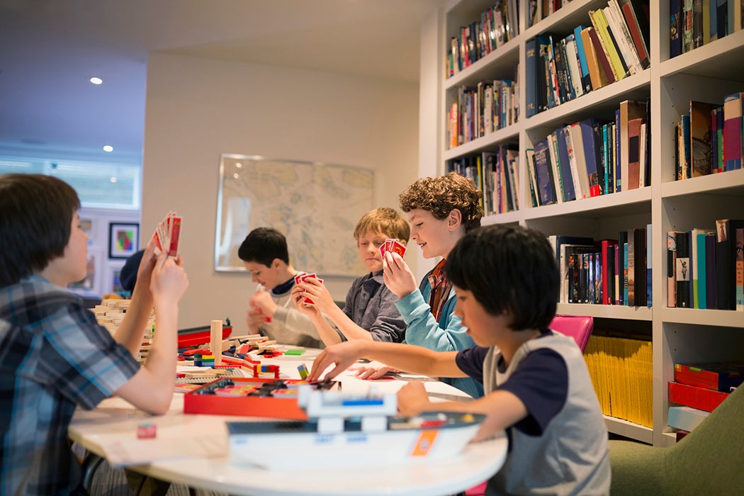 Kids gaming in the library