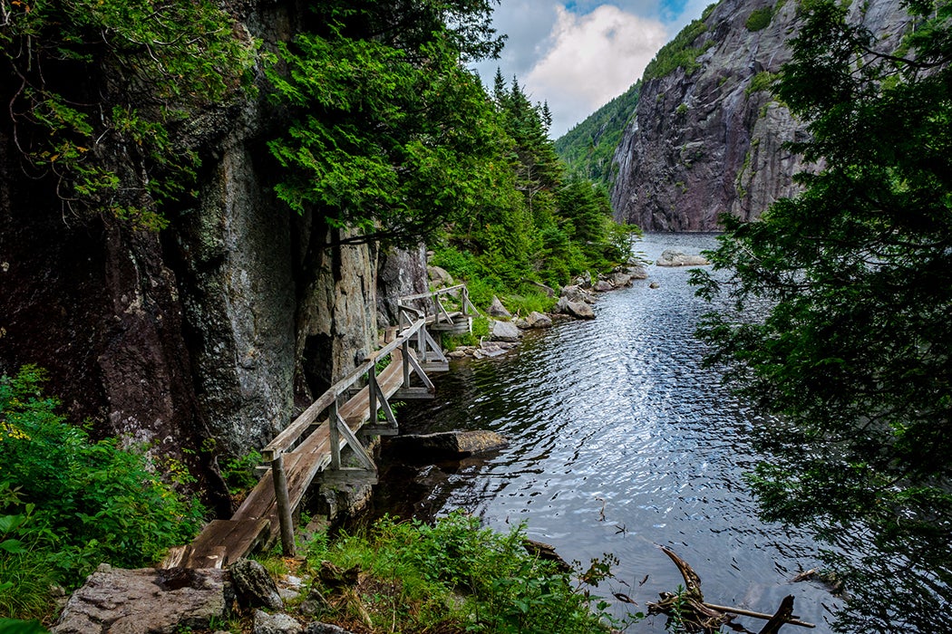 Avalanche Lake trail at Adirondack High Peaks, New York.