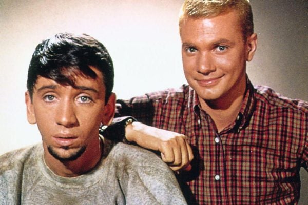 Dwayne Hickman and Bob Denver as Dobie Gillis and Maynard G. Krebs in "The Many Loves of Dobie Gillis