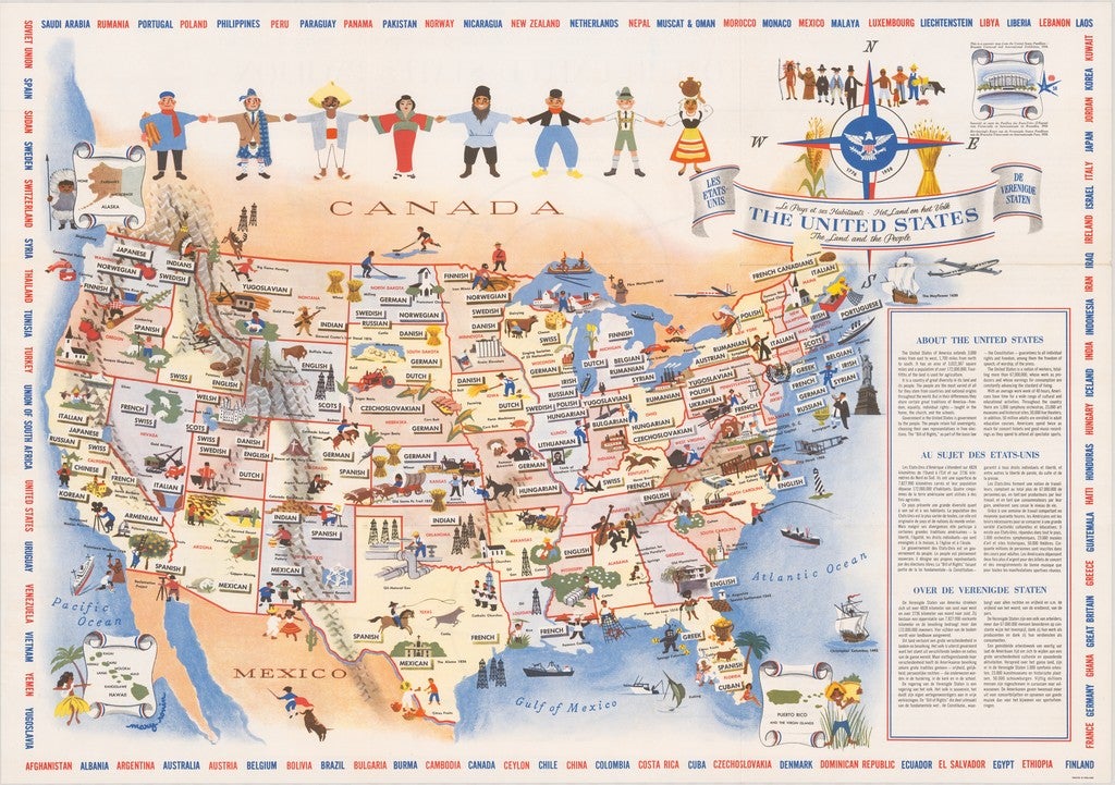 United States – The Land and The People. Mary Rouin. 1958. Persuasive Maps: PJ Mode Collection