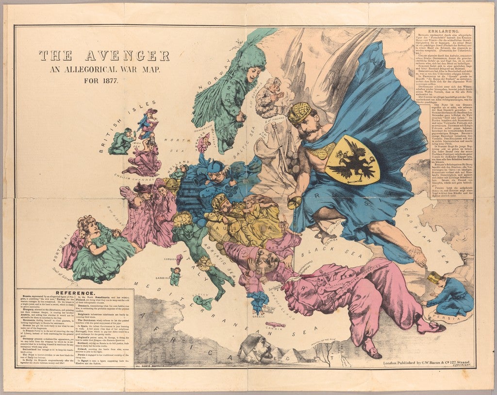 The Avenger: An Allegorical War Map for 1877. 1877. Persuasive Maps: PJ Mode Collection