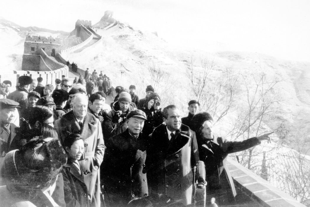 Richard Nixon at the Great Wall of China