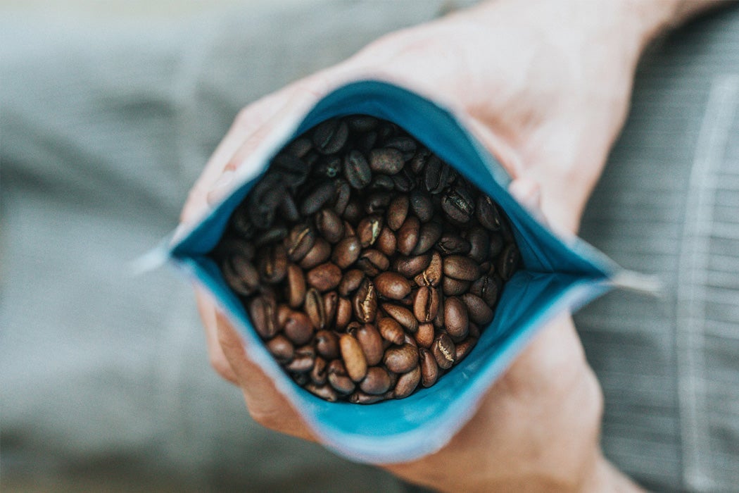 A bag of coffee beans