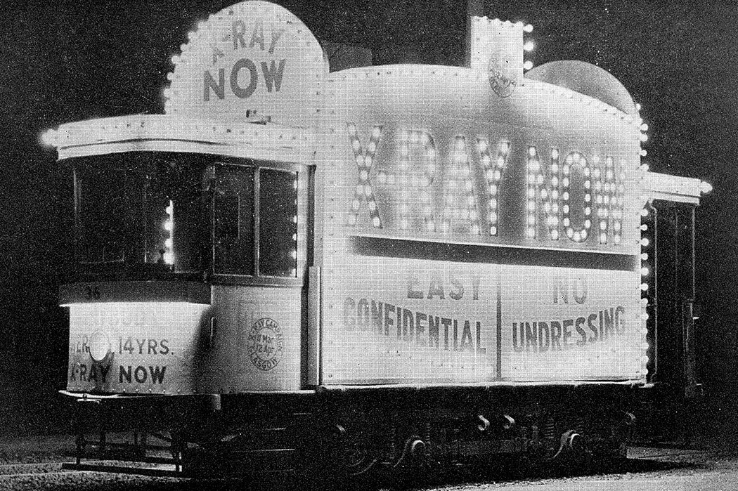 An x-ray tram car