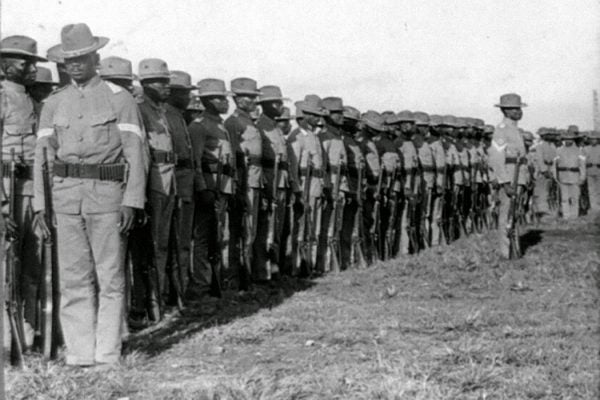 The 24th U.S. Infantry at drill, Camp Walker, Philippine Islands, c. 1902