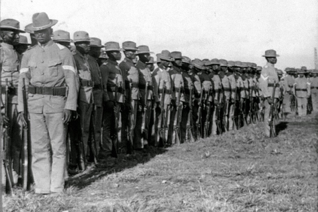 The 24th U.S. Infantry at drill, Camp Walker, Philippine Islands, c. 1902