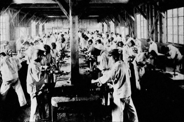 Students of an engineering course in training in Japan, 1915