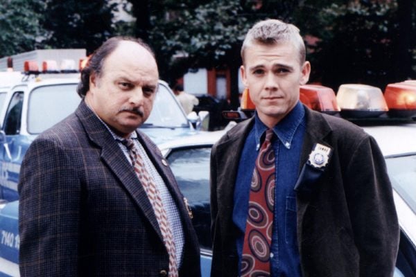 Dennis Franz and Rick Schroder in "NYPD Blue," 1998