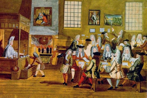 Interior of a London Coffee-house, 17th century