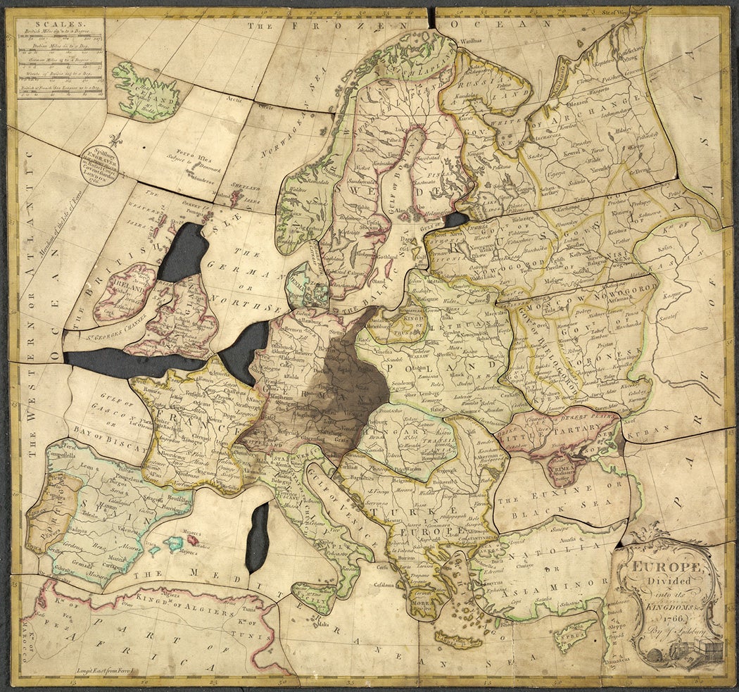 Spilsbury jigsaw "Europe divided into its kingdoms," 1766 