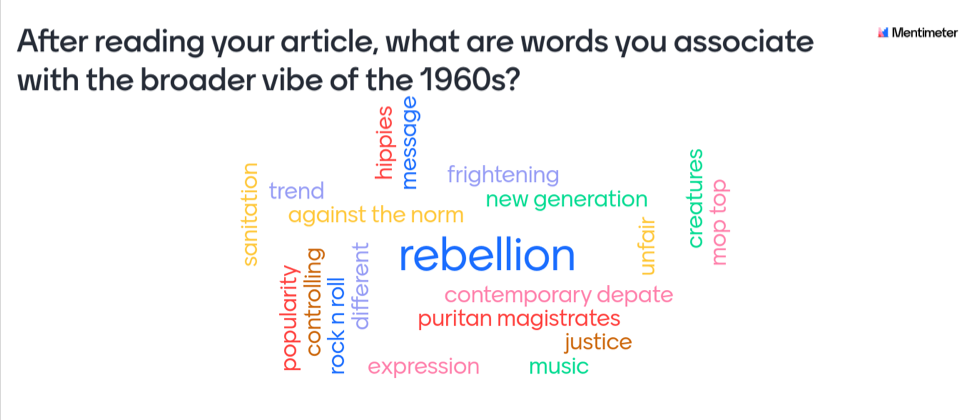 word cloud based on JSTOR Daily articles about the 1960s