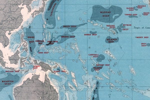 Bathymetrical Chart of the Oceans showing the Deeps According to Sir John Murray, 1912