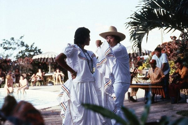 Photograph: Two people dancing, photographed by David Schwartz, Albright College. Part of Albright College's Nicaragua Revolution: David Schwartz Collection

Source: https://bibliotheek.ehb.be:2090/stable/community.20472290