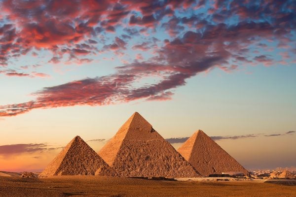 Sunset at the Pyramids, Giza, Cairo, Egypt