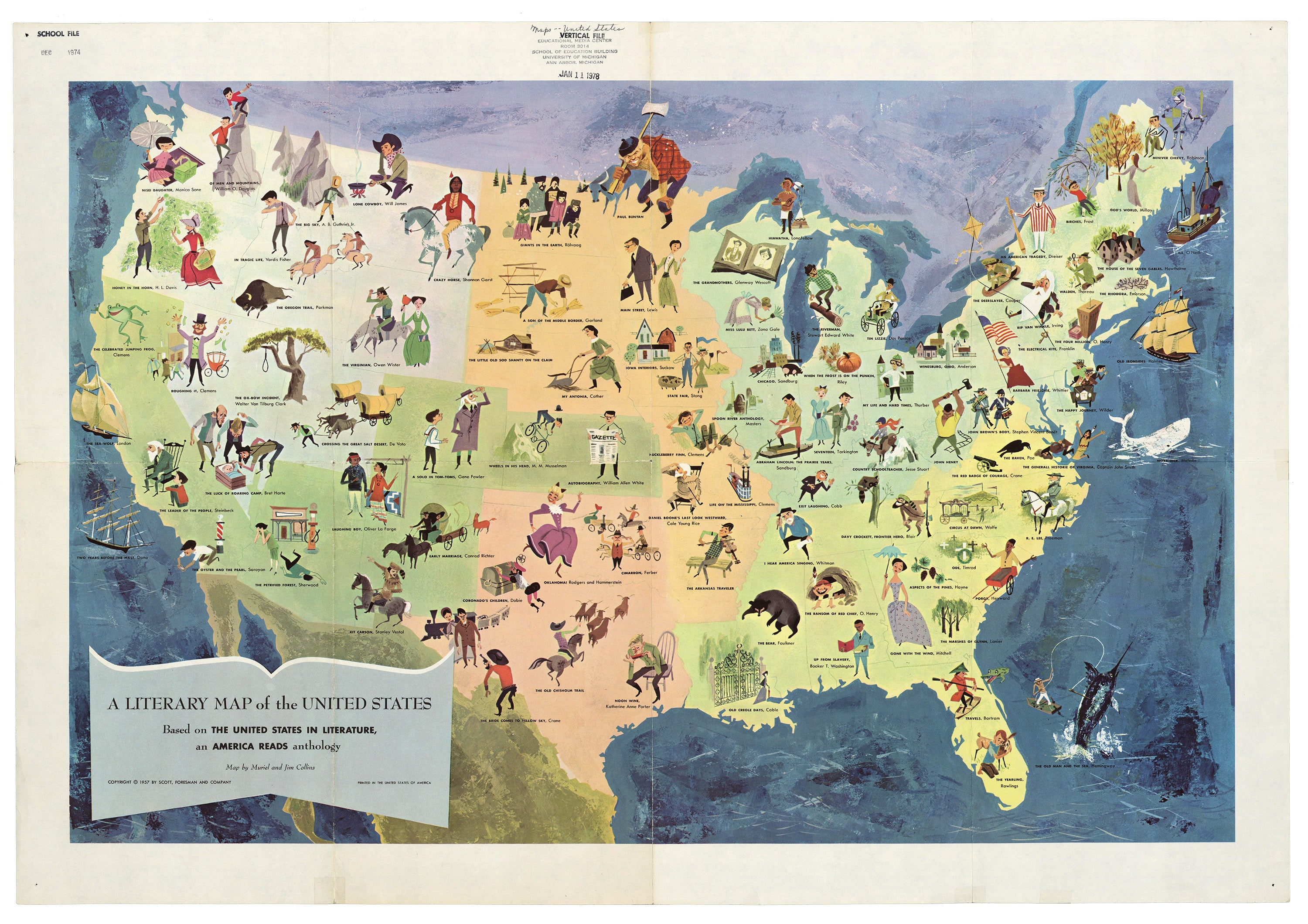 Pictorial Literary Map of the United States