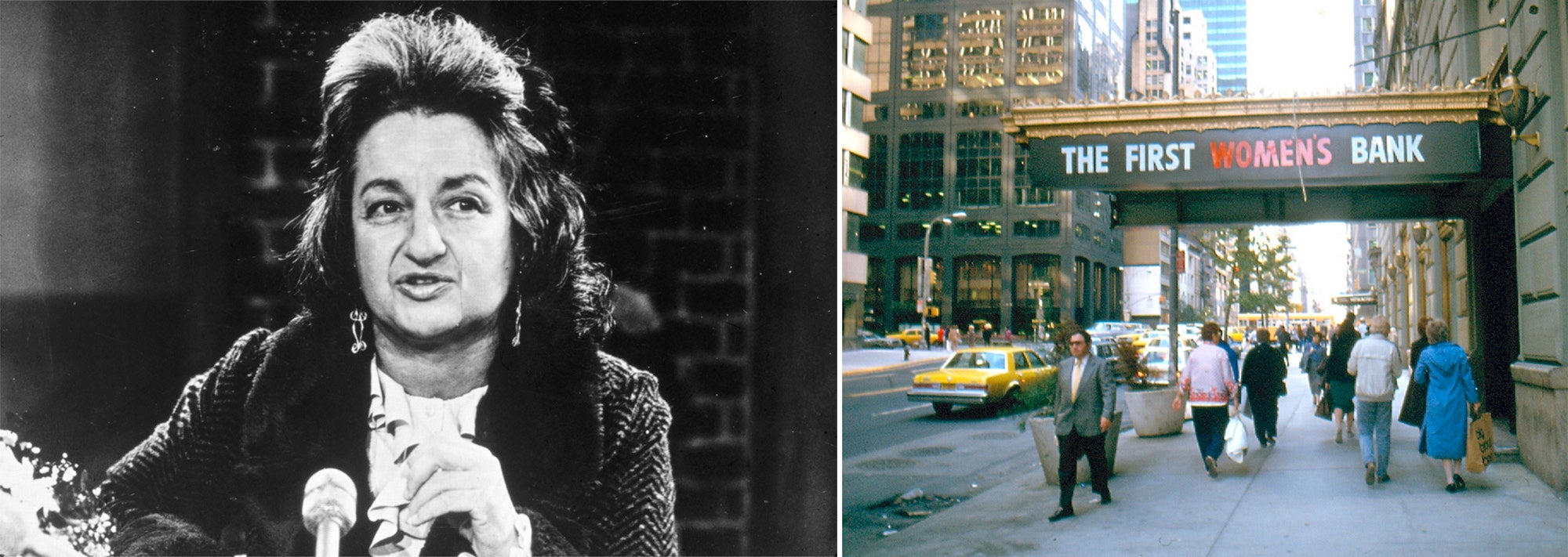 American feminist and author Betty Friedan, founder of the First Women's Bank, pictured here in Manhattan in 1985