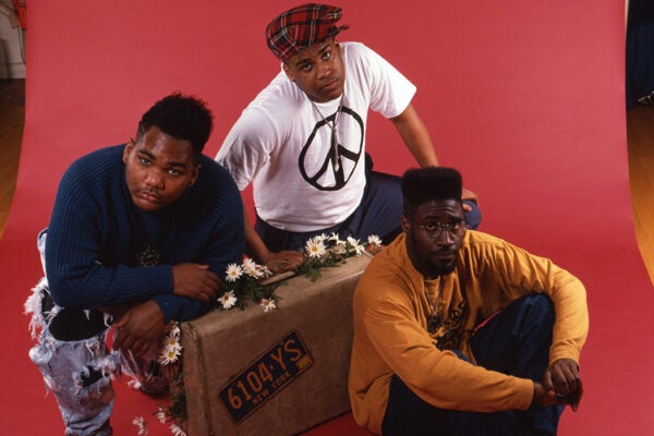 Vincent Mason aka P.A. Pasemaster Mase aka Maseo aka Plug Three, David Jude Jolicoeur aka Trugoy the Dove aka Dave aka Plug Two and Kevin Mercer aka Posdnuos aka Mercenary aka Plug Wonder Why aka Plug One of the hip hop trio De La Soul