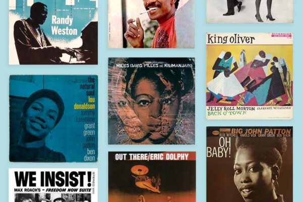 A collage of jazz albums