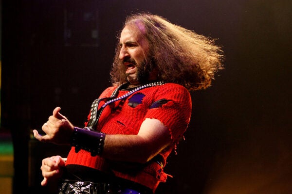 Derek not so Smalls performs during the 2008 Cuervo Black US Air Guitar Championships at The Regency Grand Ballroom in San Francisco, California