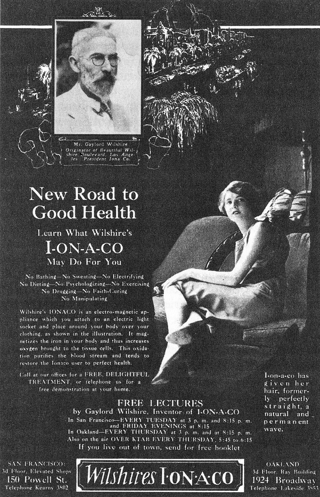 Advertisement for Wilshire's Ionaco