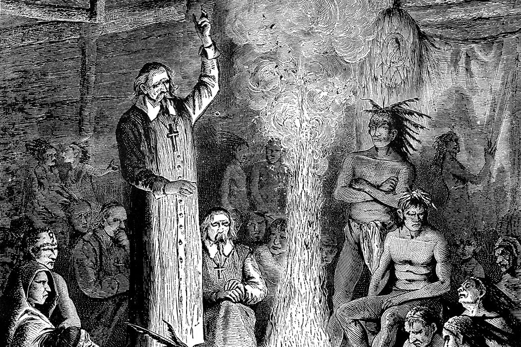 Saint Jean de Brebeuf Confronts the Huron Indian Council