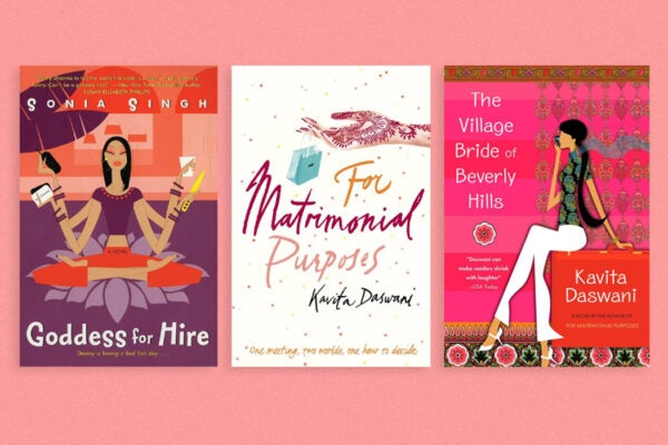 Kavita Daswani’s For Matrimonial Purposes (2003); Daswani’s The Village Bride of Beverly Hills (2004); and Sonia Singh’s Goddess for Hire (2004).