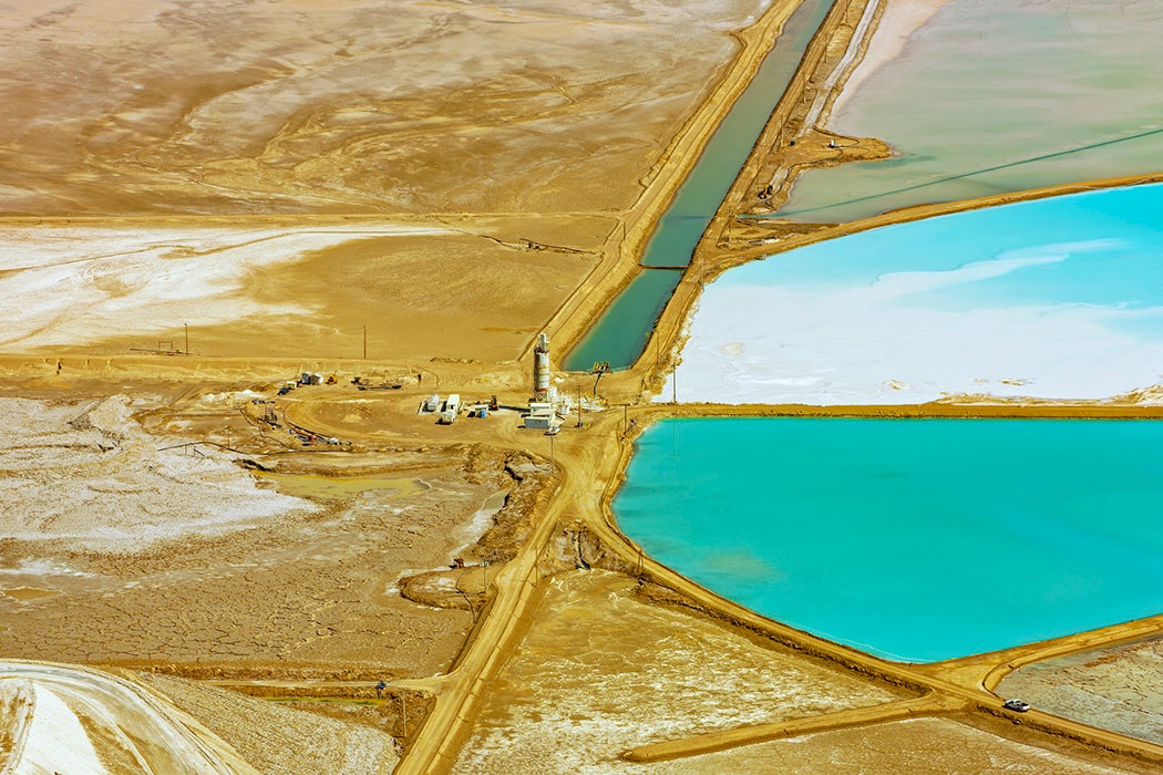 Aerial view of the lithium mine of Silver Peak, Nevada