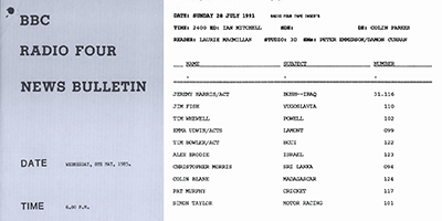 BBC News Bulletin Scripts Archive