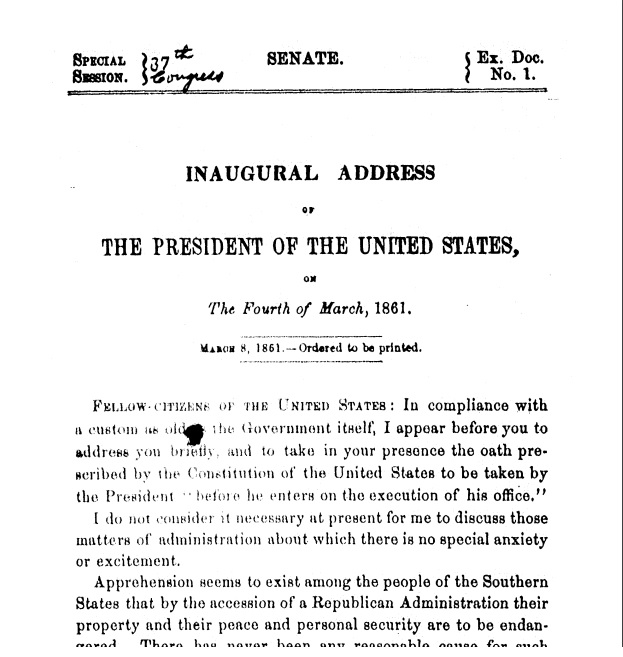 Abraham Lincoln's Inaugural Address