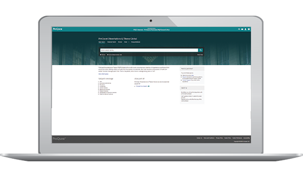 Home page for PQDT on the ProQuest Platform