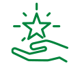 Green icon of hand holding a star