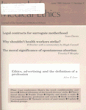 Journal of Medical Ethics: 11 (2)