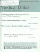 Journal of Medical Ethics: 14 (3)