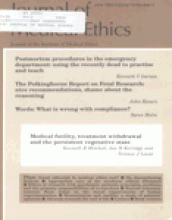Journal of Medical Ethics: 19 (2)