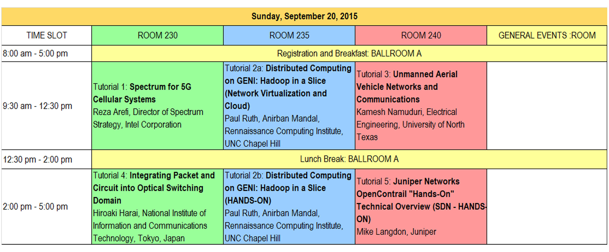 Sunday Schedule