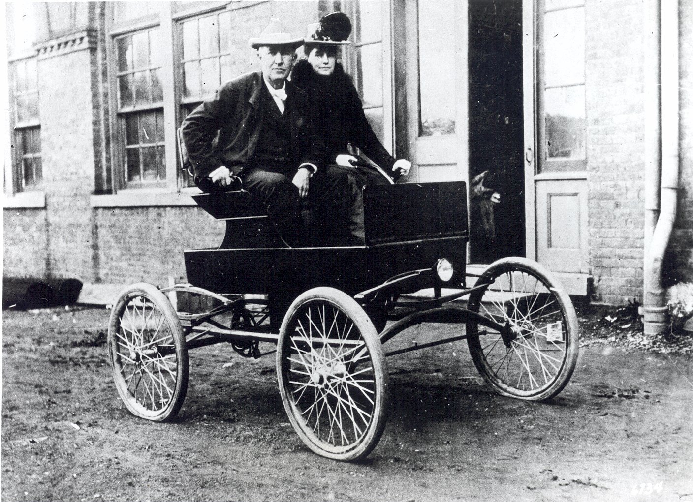 Thomas Edison in electric car, 1916